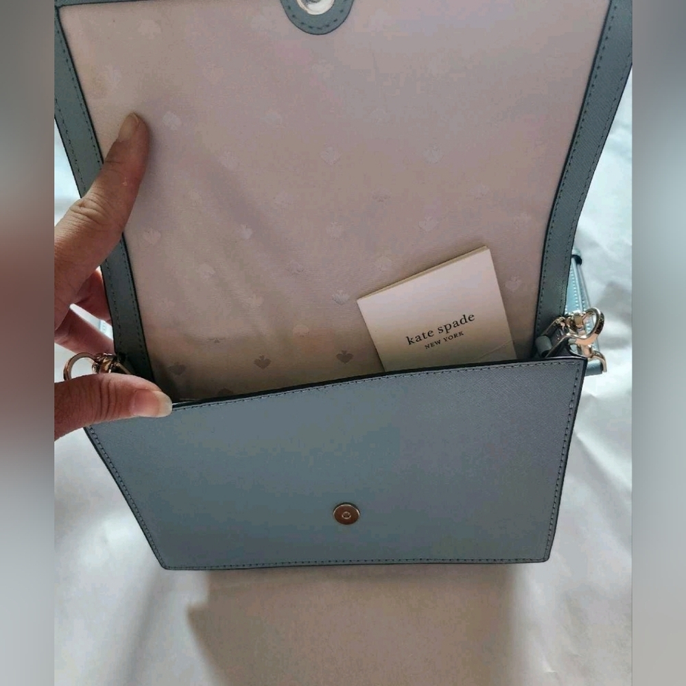 Kate Spade Sky Blue Cameron Convertible Crossbody Bag with Sliver Chain NWOT - Picture 6 of 7